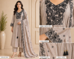 MULCHANDERI CONTRAST COLOR WORK KURTA SET
