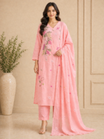 MUL COTTON EMBROIDERY KURTA SET