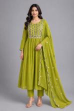 MUL COTTON ANARKALI SET WITH CUT WORK DUPPATTA
