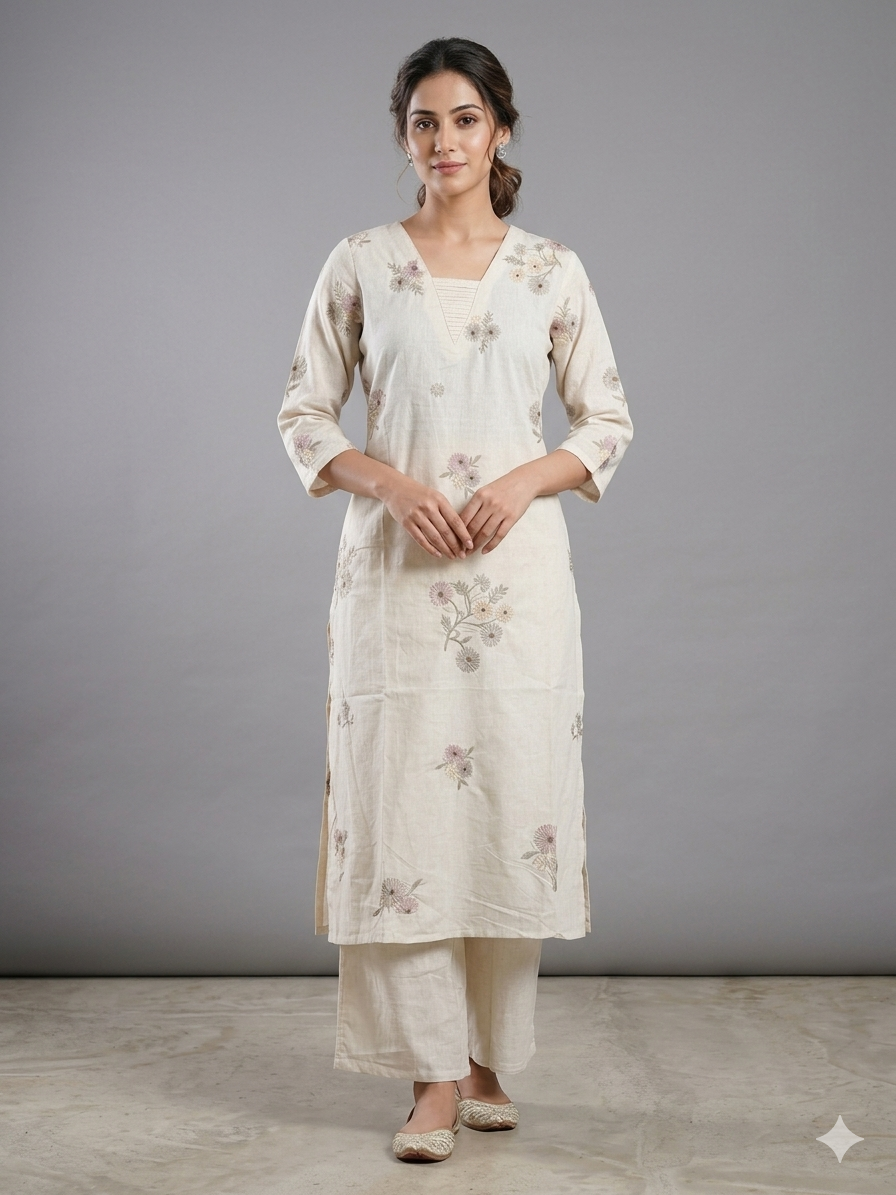IMG_3366 WHITE FLEX COTTON EMBROIDERY 2 PIECE SET - Image 1