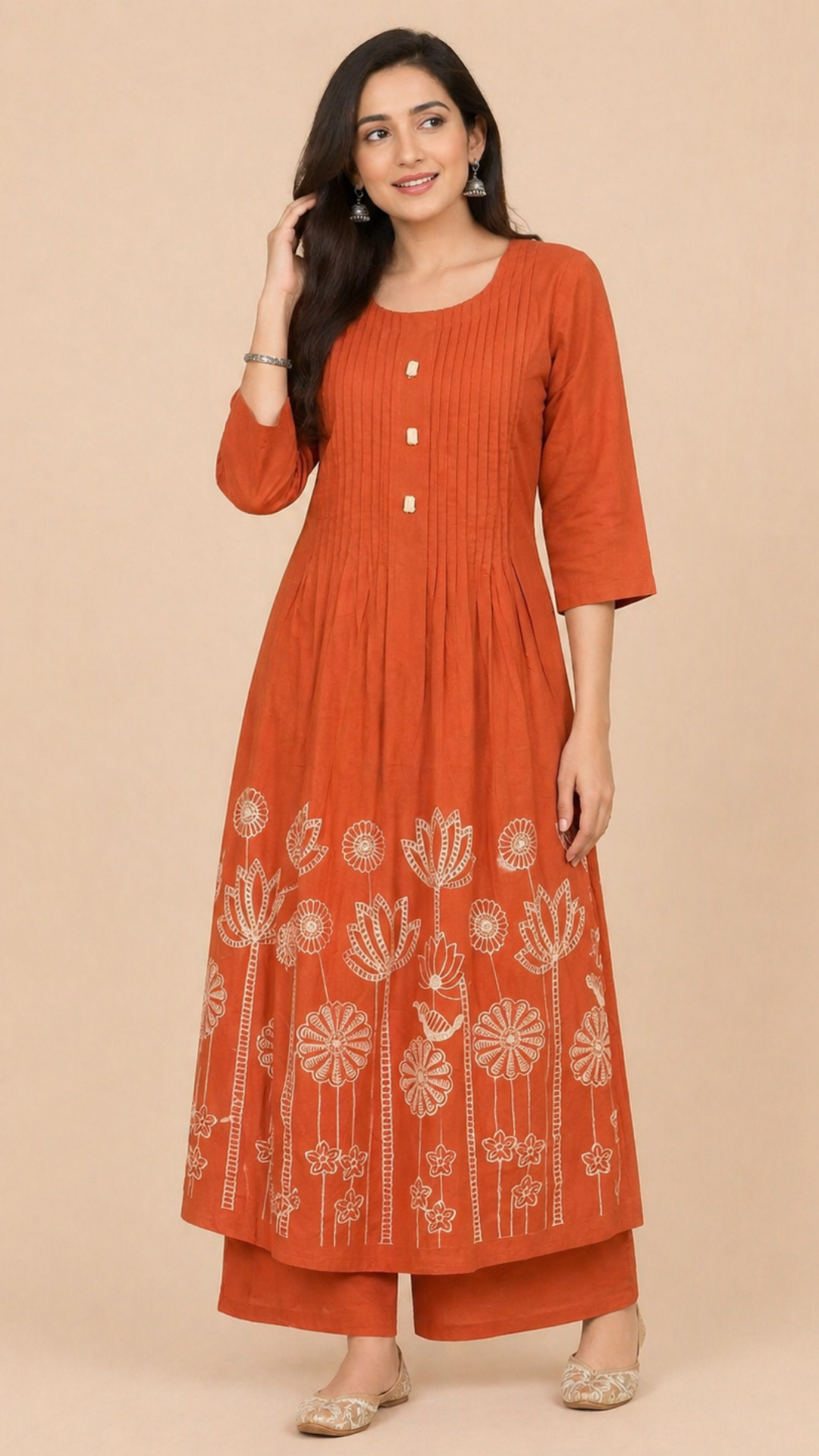 Mahira-Kanchivaram (2) ORANGE COLOR ANARKALI - Image 1