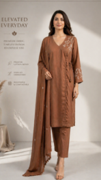 COTTON ANGARAKHA THREAD EMBROIDERY KURTA SET