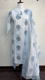 SKY BLUE AND WHITE BEAUTIFUL KURTA SET - Image 2
