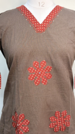 BROWN WITH CONTRAST WORK 2-PIECE SET - Image 2