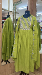 MUL COTTON ANARKALI SET WITH CUT WORK DUPPATTA - Image 3