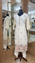 CRAPE WITH APPLIQUE WORK SET WITH BANARAS DUPPATTA - Image 2