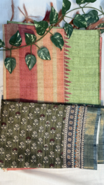 TUSSAR SAREE WITH PRINTED BLOUSE - Image 2
