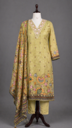 CRAPE FABRIC WITH KALAMKARI DUPATTA - Image 2