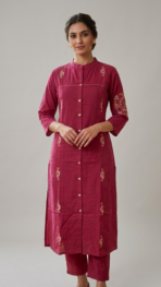 MAGENTA COLOR CLOSED-NECK 2-PIECE SET