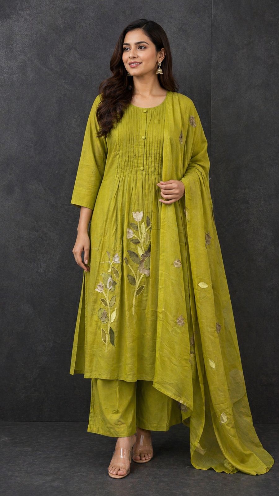 WhatsApp Image 2026-05-06 at 8.42.12 AM ELEGANT OLIVE GREEN SET WITH SUBTLE FLORAL KURTA - Image 1