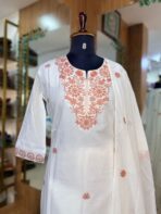 WHITE AND PEACH EMBROIDERY MUL COTTON SET - Image 2