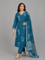 BLUE MUL COTTON STARIGHT CUT SET