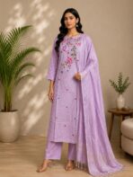 LAVENDER HAND PAINTED COTTON SET