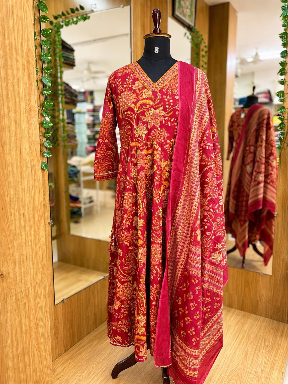 WhatsApp Image 2026-05-12 at 3.40.06 PM (29) MAROON ANGARAKA ANARKALI COTTON SET - Image 1