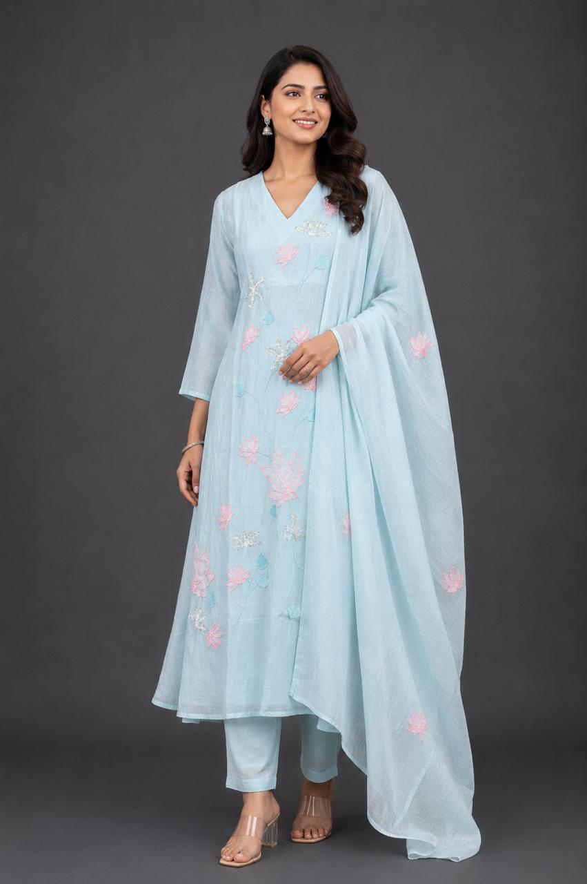 WhatsApp Image 2026-05-21 at 12.49.22 PM SKY BLUE MULCHNADERI HAND WORK SET - Image 1