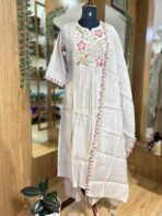 MULCHANDERI CREAME ANARKALI SET
