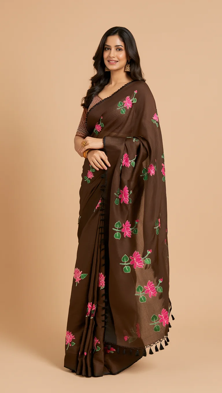 Mulmul Embroidered Sarees