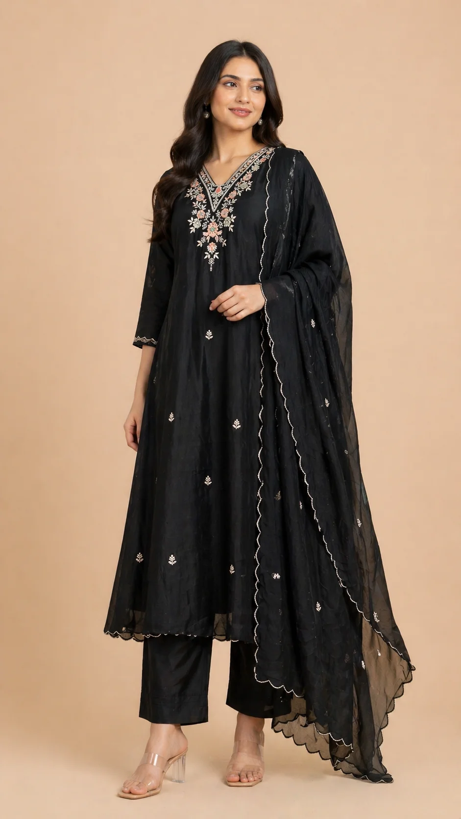 Mulchanderi Hand Work Kurta Set